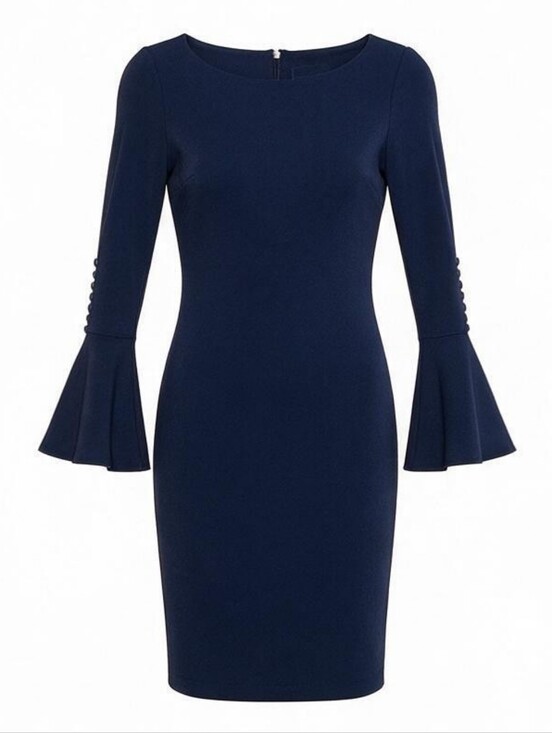 Calvin Klein Dresses & Skirts - NWT Calvin Klein Navy Bell-Sleeve Sheath Dress Size 4P